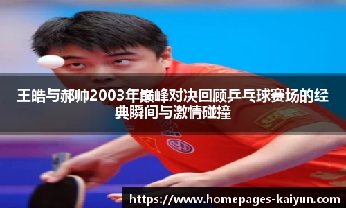 王皓与郝帅2003年巅峰对决回顾乒乓球赛场的经典瞬间与激情碰撞